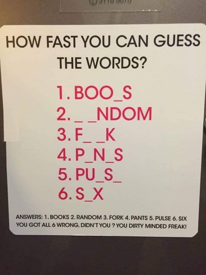 You dirty minded people